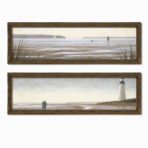 Súprava obrazov Lighthouse 2 ks 19x70 cm hnedá