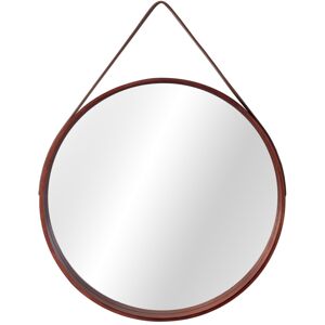 Okrúhle zrkadlo Loft 59 cm drevené hnedé