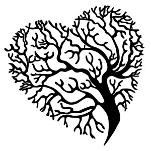 Nástěnná kovová dekorace HEART TREE černá
