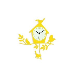Nástenné hodiny Birdie žlté