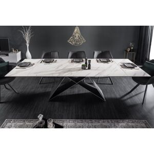 Rozkladací jedálenský stôl PROITOS Dekorhome Bielo-sivý mramor