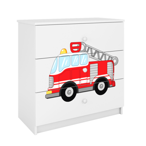 Komoda Babydreams 80 cm hasičské auto biela