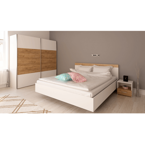 Spálňový komplet (posteľ 160x200 cm), biela/dub artisan, GABRIELA NEW