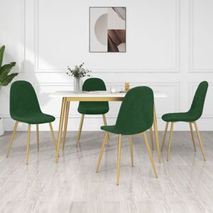 Jedálenská stolička 4 ks zamat / kov Dekorhome Tmavo zelená