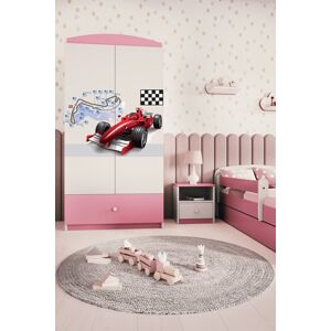 Detská skriňa Babydreams 90 cm závodné auto ružová