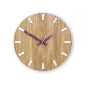Nástenné hodiny Simple Oak hnedo-fialové
