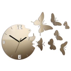 3D nalepovacie hodiny Butterfly metallic tortora